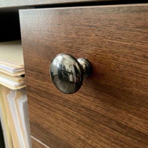 Botón aluminio negro redondo 32mm onix Q