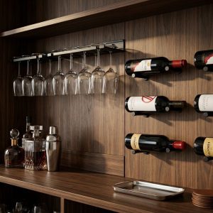 Soporte 4 copas en aluminio negro