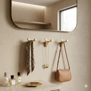 Perchero aluminio dorado doble Q